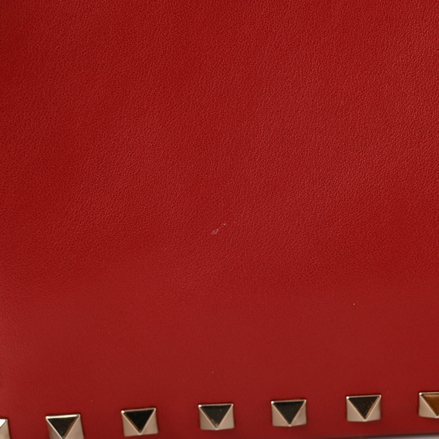 Vitello Large Rockstud Zip Wristlet Pouch Rosso Valentino