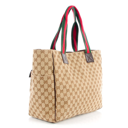 Gucci GG Monogram Medium Web Handle Double Pocket Tote Dark Brown 3 of 7