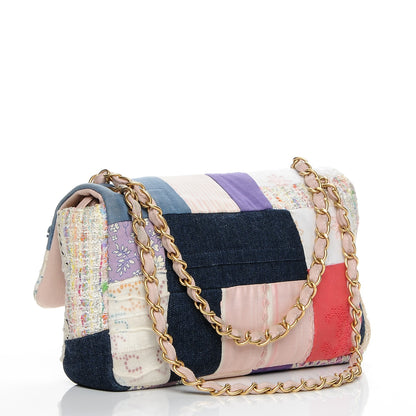 Chanel Fabric Patchwork Medium Flap Bag Pink 3 of 9