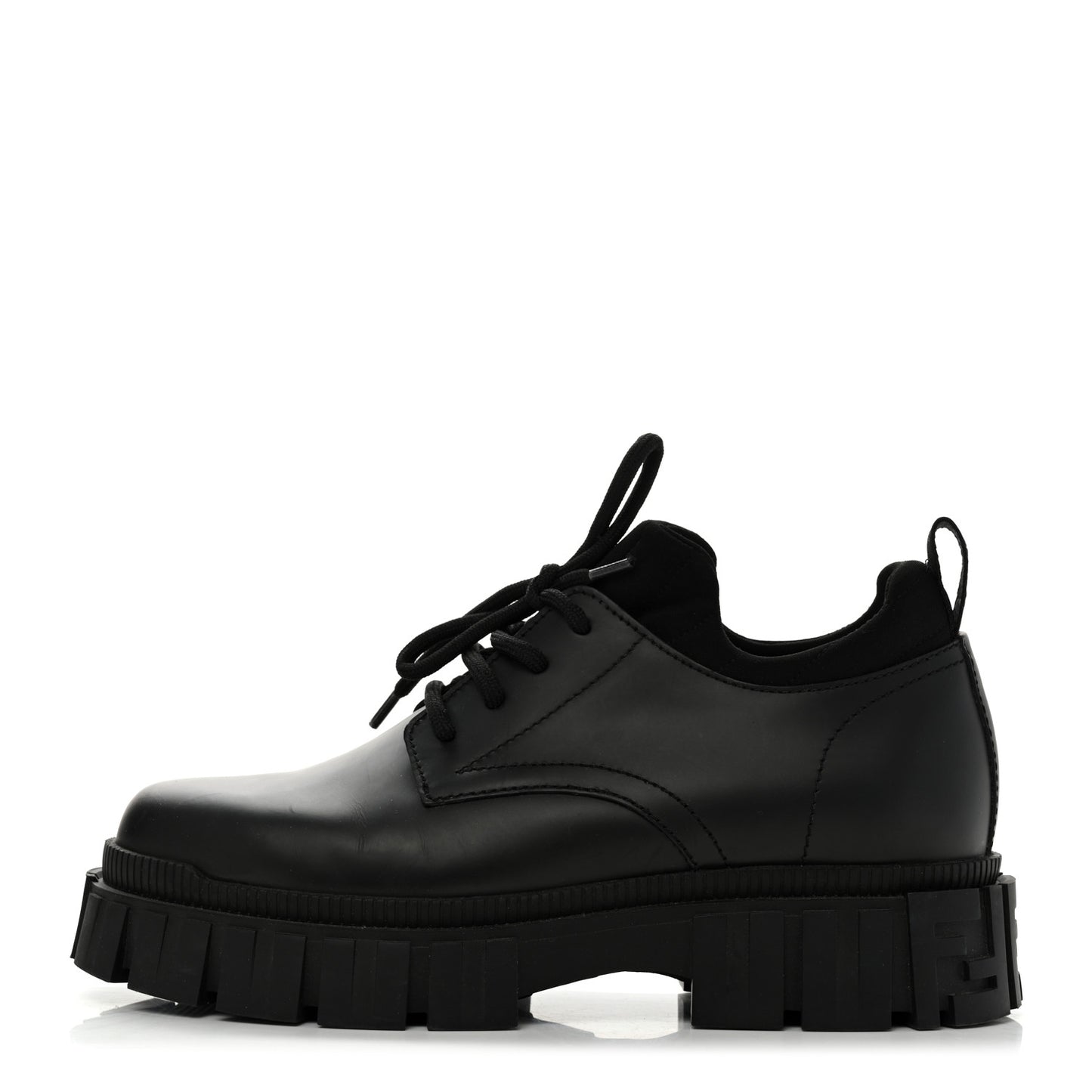 Vitello Abrasivato Lycra Womens Fendi Force Lace Up Oxfords 40.5 Black
