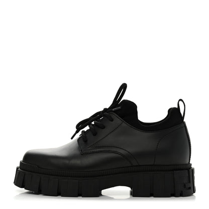 Fendi Vitello Abrasivato Lycra Womens Fendi Force Lace Up Oxfords 40.5 Black 1 of 9