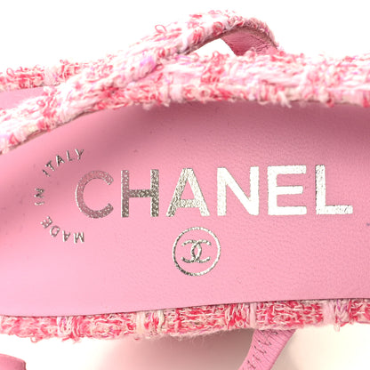 Chanel Tweed Grosgrain Cap Toe CC Slingback Pumps 40 Pink Black 9 of 9