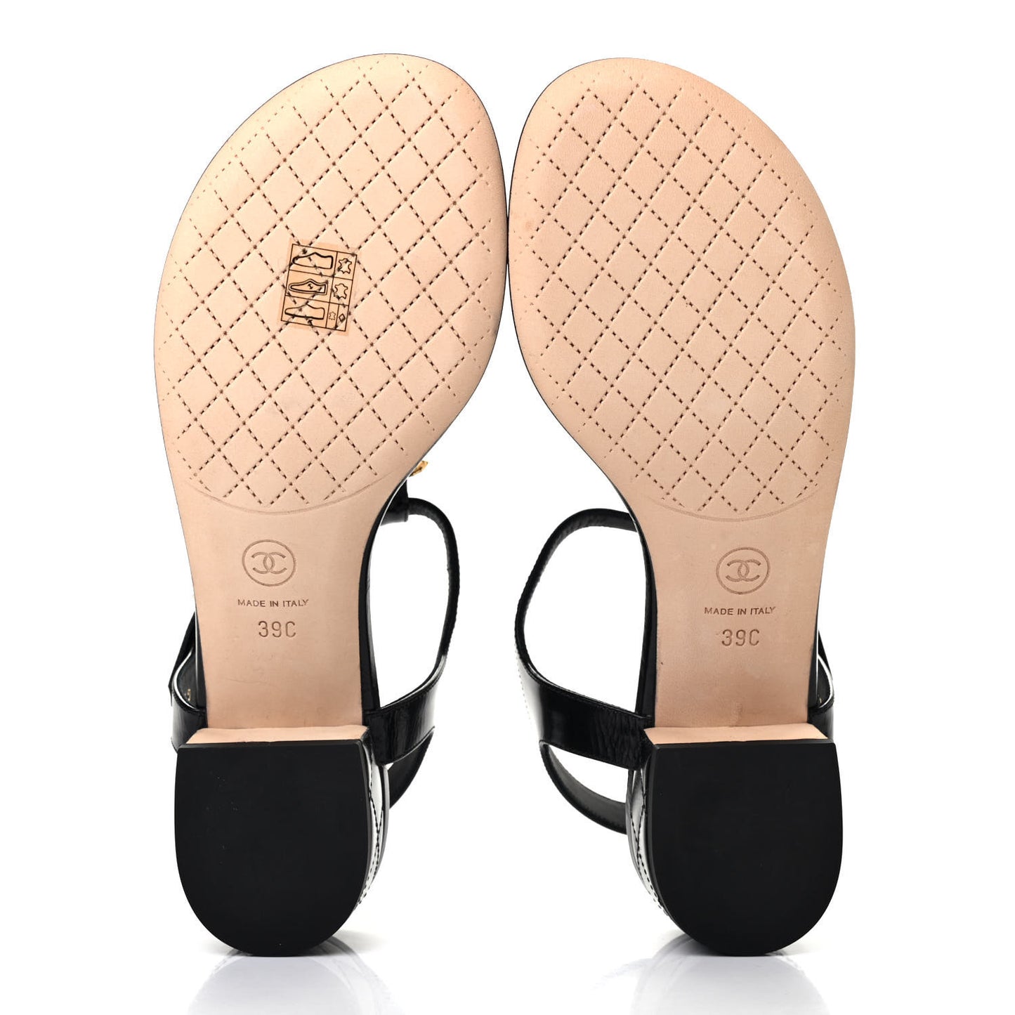 Calfskin Medallion CC Thong Sandals 39 Black