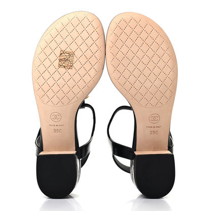 Chanel Calfskin Medallion CC Thong Sandals 39 Black 5 of 8