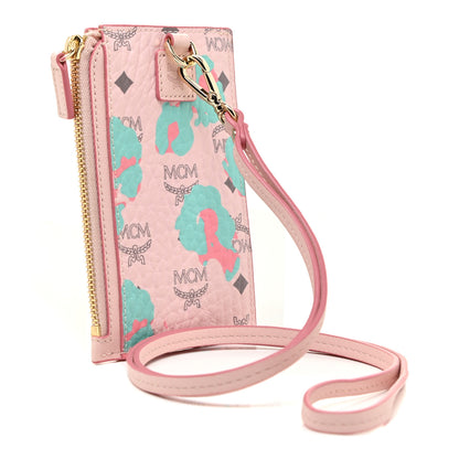 MCM Visetos Floral Leopard Lanyard Card Holder Pink 2 of 9