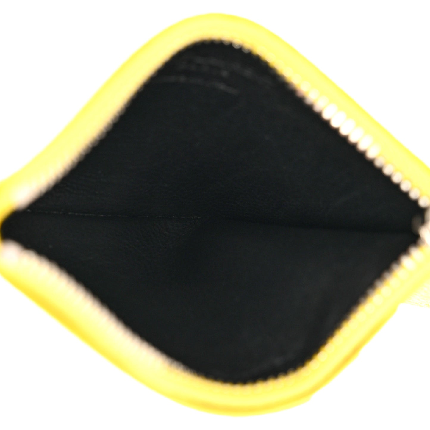 Grained Calfskin 5 Fragments Zip Pouch Card Holder Sunflower