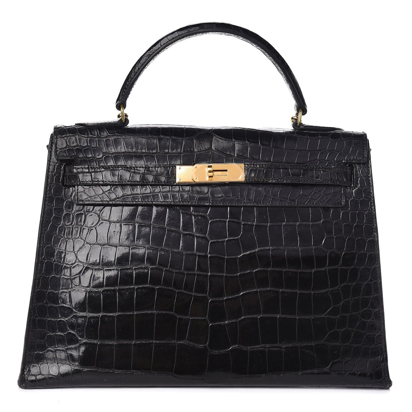 Shiny Porosus Crocodile Kelly Sellier 32 Black