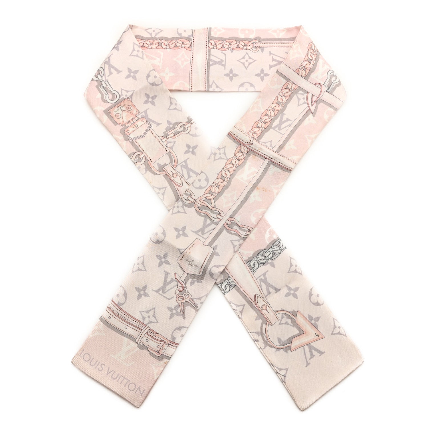 Louis Vuitton Silk Monogram Confidential Bandeau Light Pink Porcelain Rose Beige Ebony 1 of 4