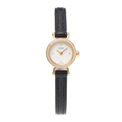 Hermes 18K Yellow Gold Barenia Diamond 16mm Faubourg Quartz Watch Noir 1 of 5