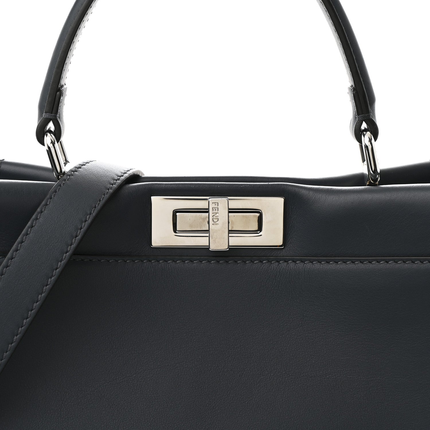 Fendi Vitello Seta Shiny Nappa Elaphe Medium Peekaboo Iconic Satchel Notturno Natural 9 of 11