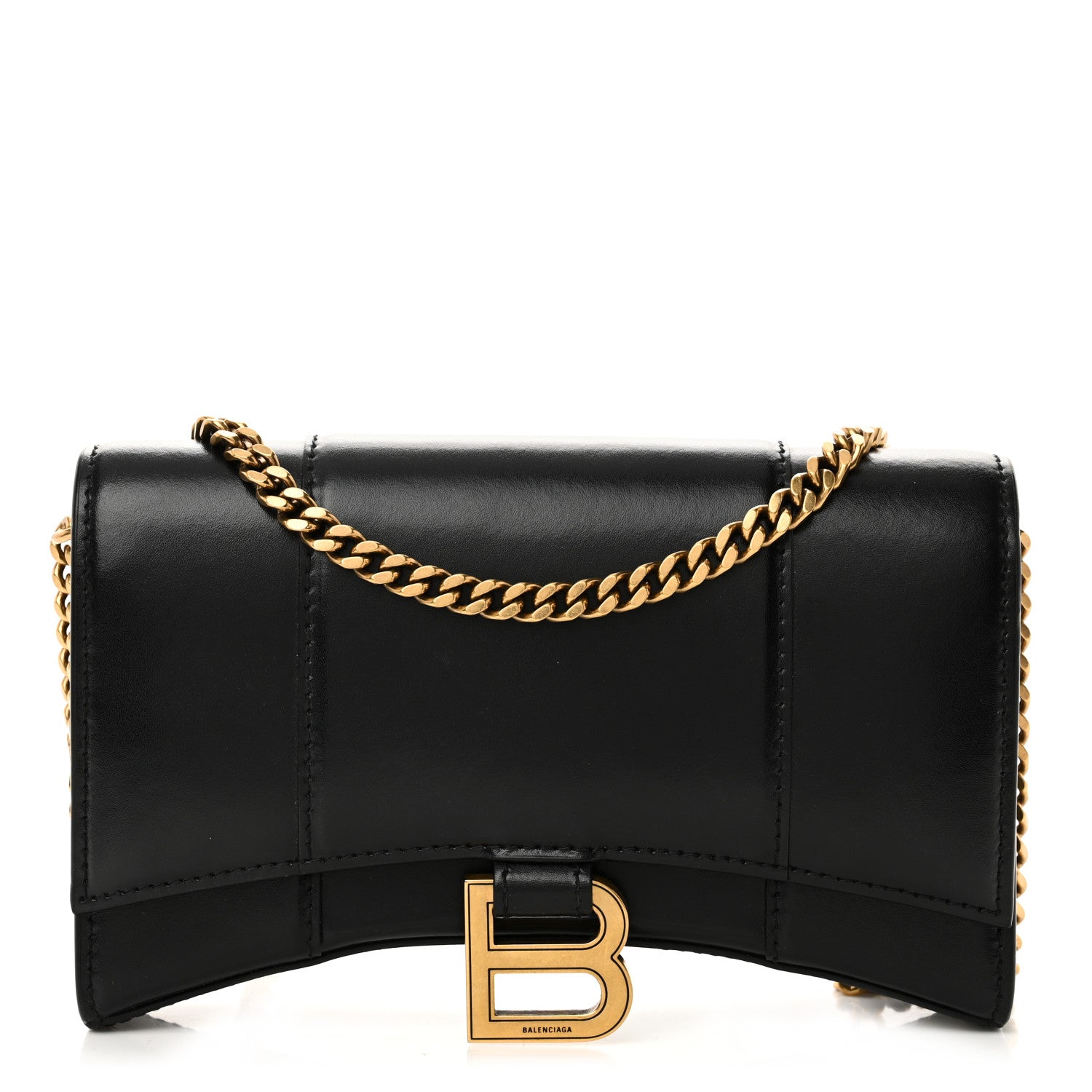 Balenciaga Shiny Box Calfskin Hourglass Chain Bag Black 1 of 9