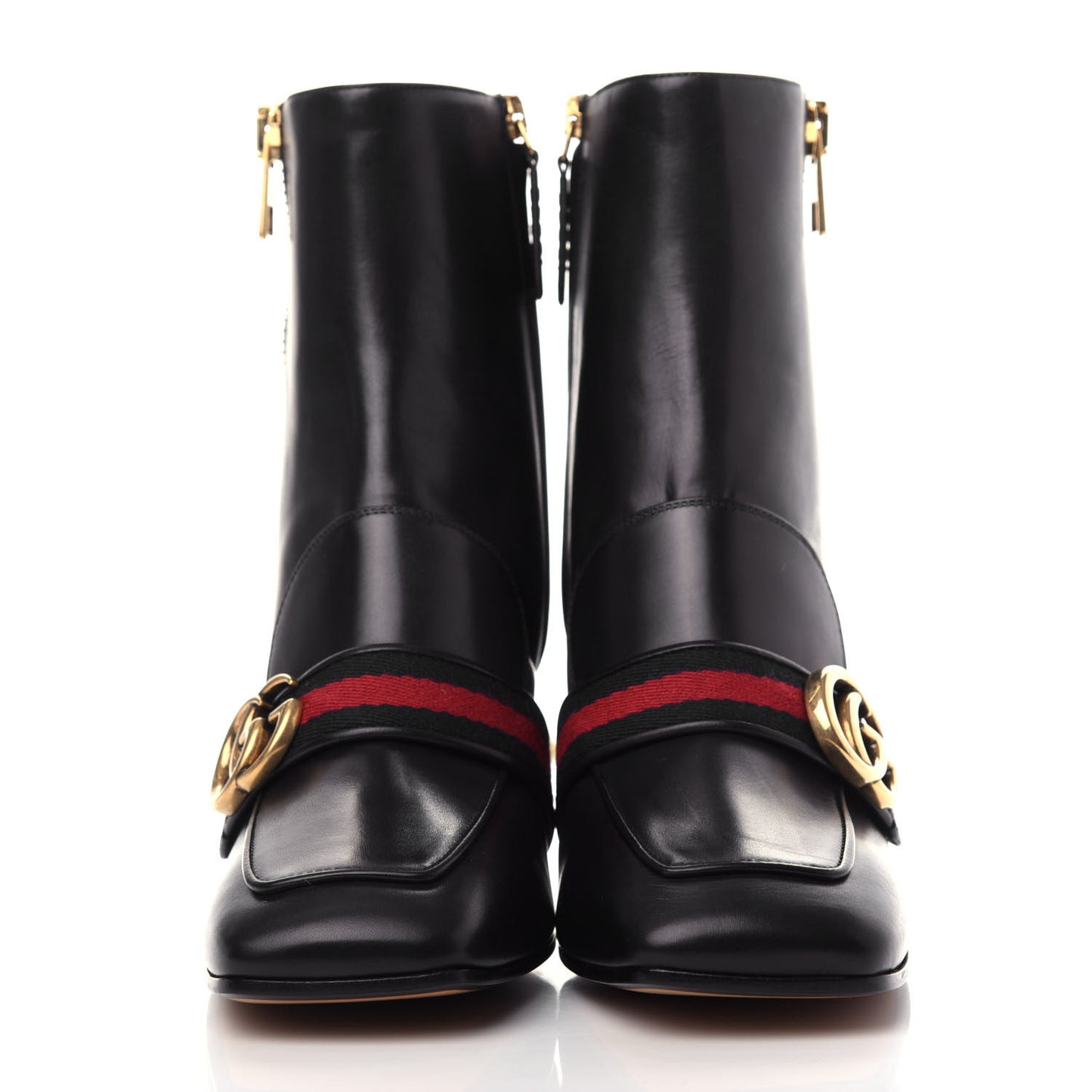 Betis Glamour Calfskin Web Pearl Embellished Peyton 75mm Ankle Boots 38 Black