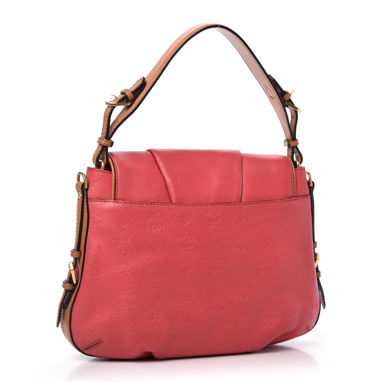 MCM Calfskin Ottomar Monogram Shoulder Bag Pink 3 of 9
