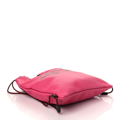 Gucci Grained Calfskin Logo Drawstring Backpack Box Pink Green Black 5 of 10