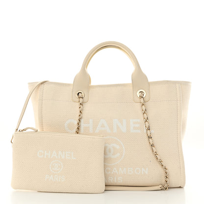 Chanel Mixed Fibers Medium Deauville Tote White 3 of 14
