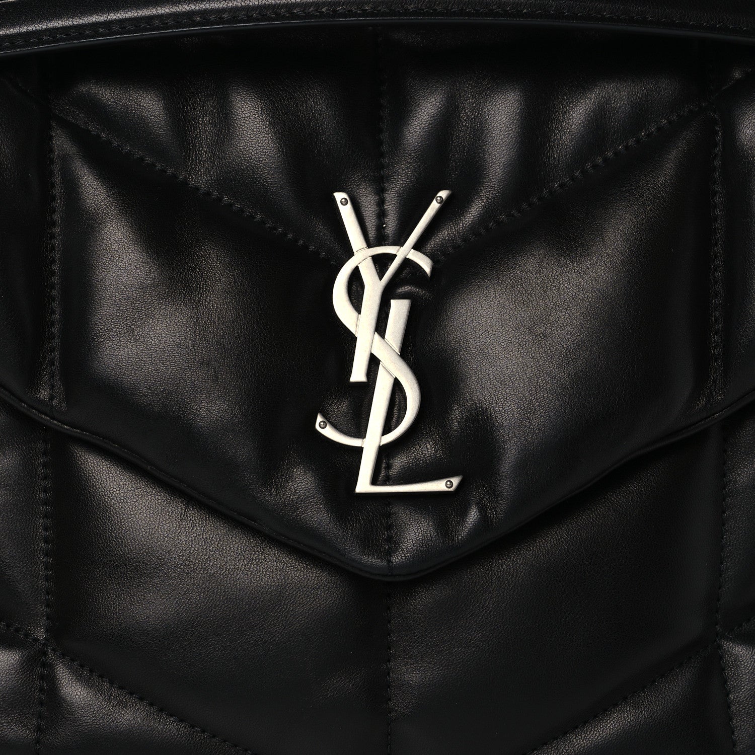 Saint Laurent Lambskin Quilted Medium Loulou Puffer Monogram Chain Satchel Black 8 of 10
