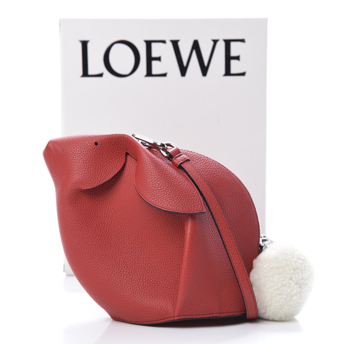 Calfskin Shearling Mini Bunny Crossbody Bag Red