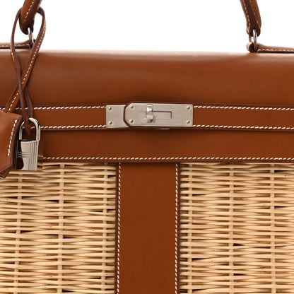 Hermes Wicker Swift Picnic Kelly 35 Naturel Gold 8 of 14