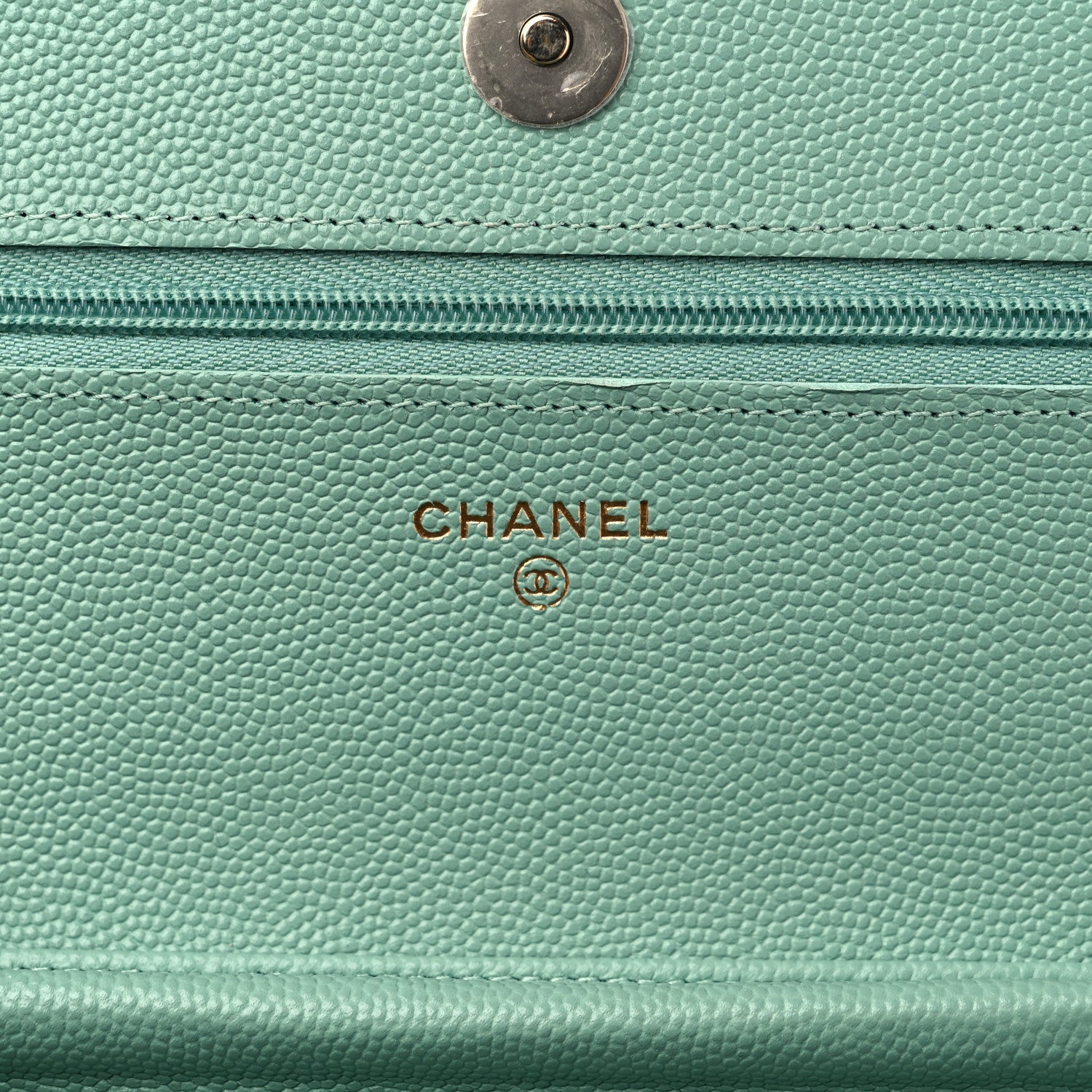 Chanel Caviar Quilted Wallet on Chain WOC Light Green 6 of 10