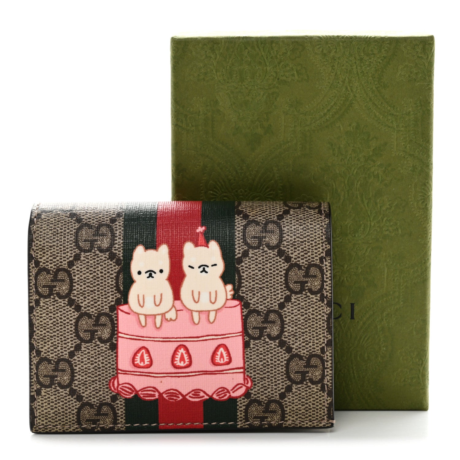Gucci X PIKARAR Kawaii GG Supreme Monogram Animal Print Card Case