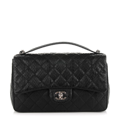 Chanel Elaphe Snakeskin Quilted Jumbo Easy Carry Flap Black 1 of 7