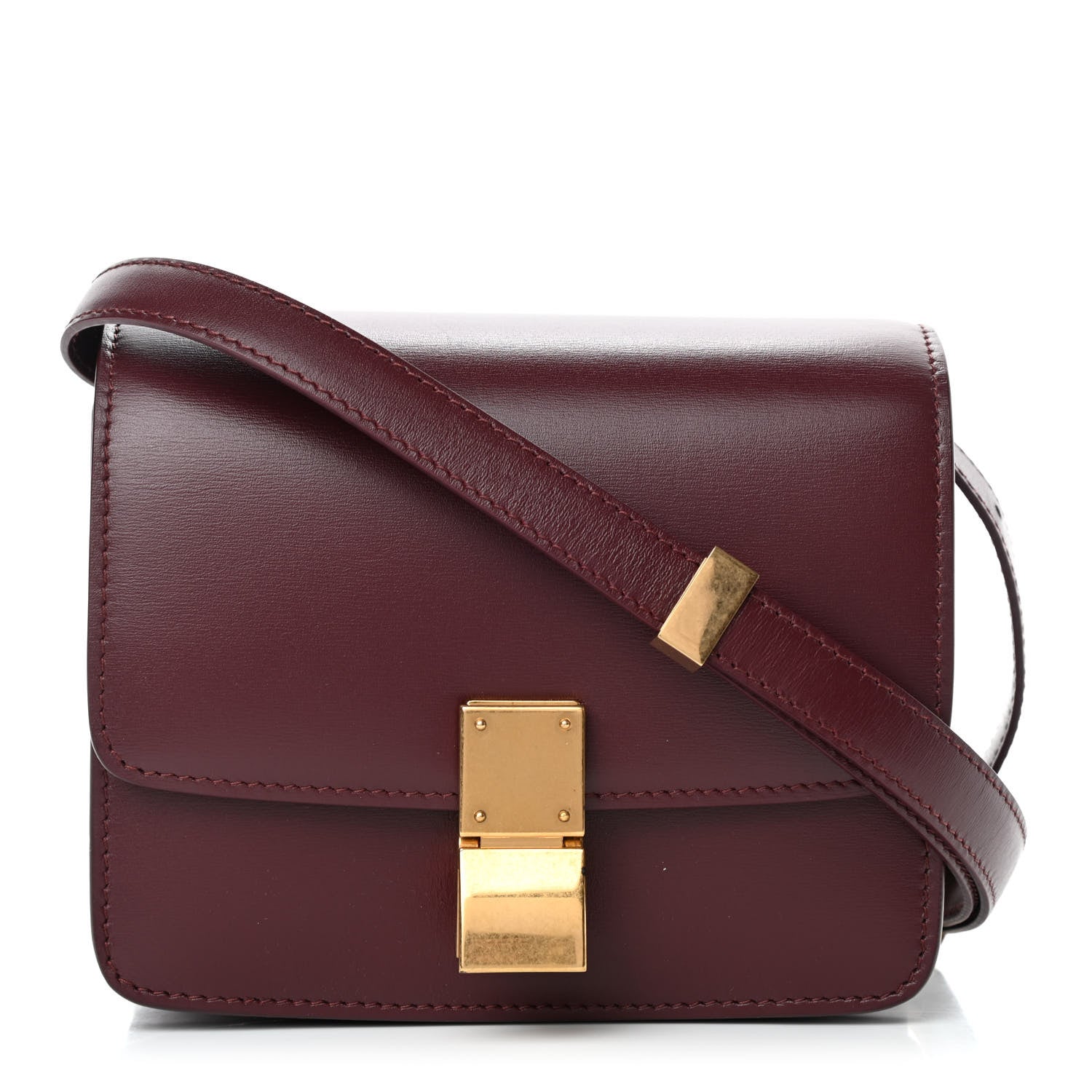 Celine Box Calfskin Small Classic Box Flap Bag Burgundy 1 of 4