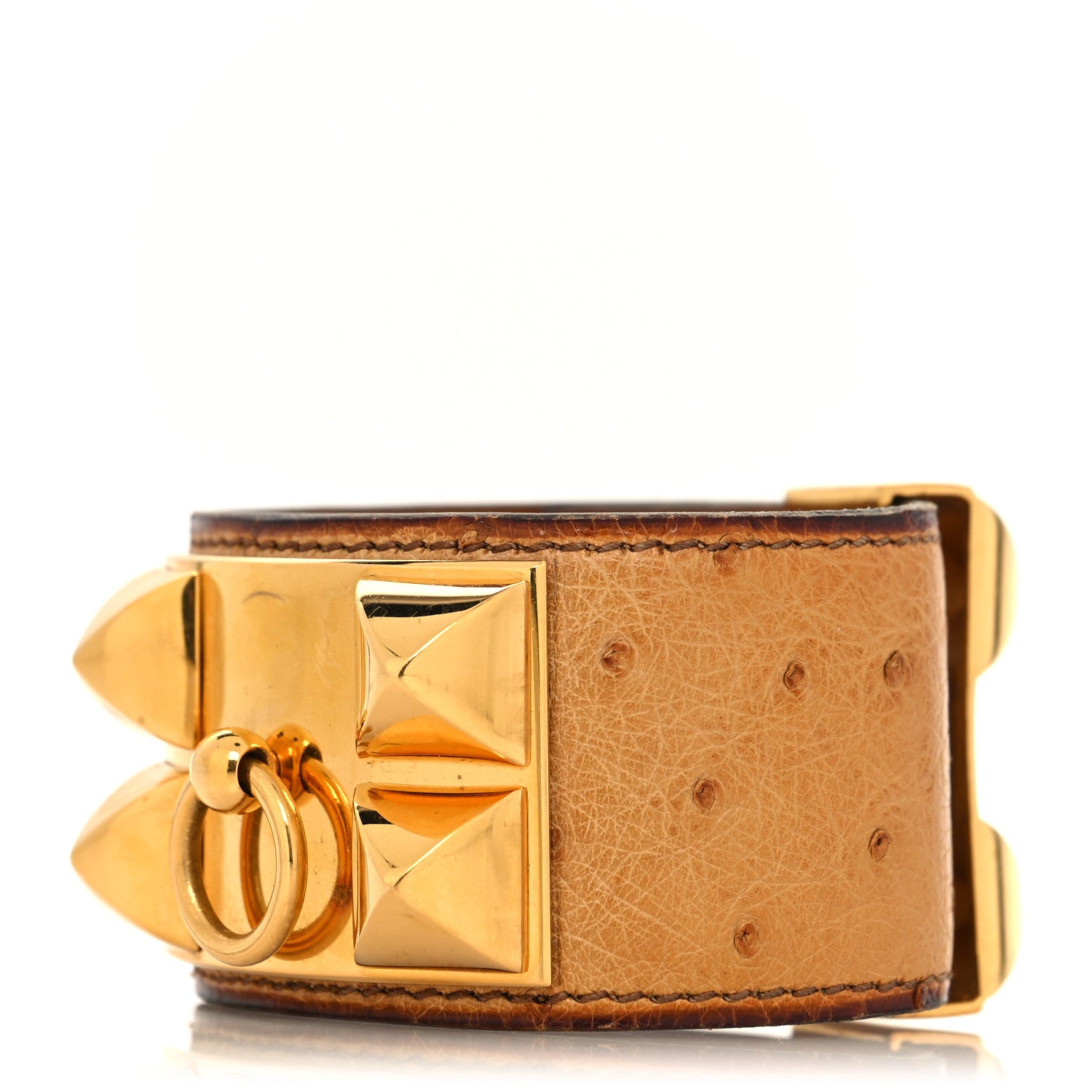 Hermes Ostrich Collier De Chien CDC Bracelet Gold 1 of 8