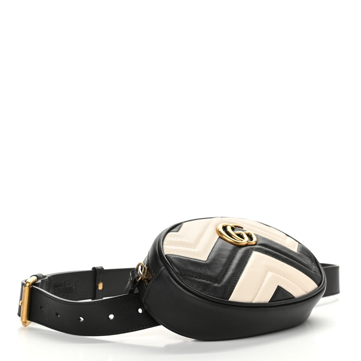 Calfskin Matelasse GG Marmont Belt Bag 85 34 Black White