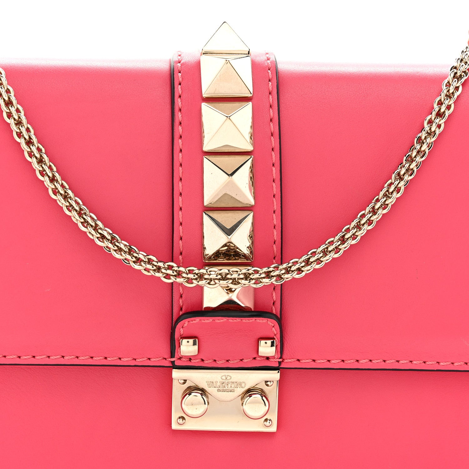 Valentino Garavani Vitello Medium Glam Lock Rockstud Flap Deep Rose 8 of 10