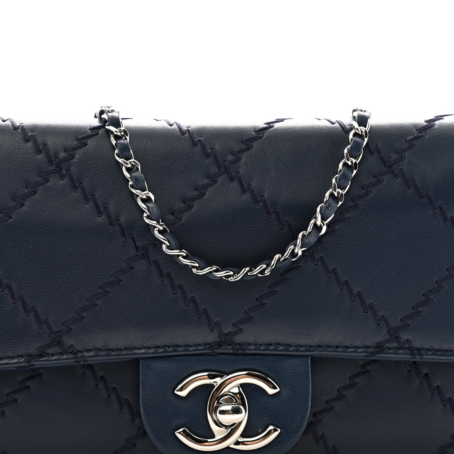 Chanel Lambskin Ultimate Stitch Clutch Flap Navy Blue 10 of 17