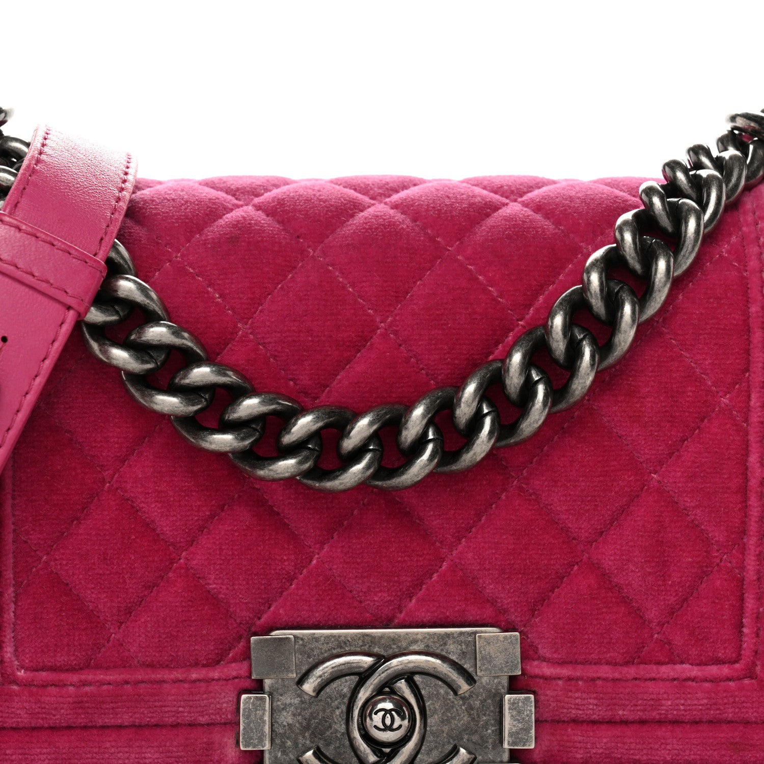 Chanel Velvet Quilted Small Boy Flap Fuchsia 8 of 15