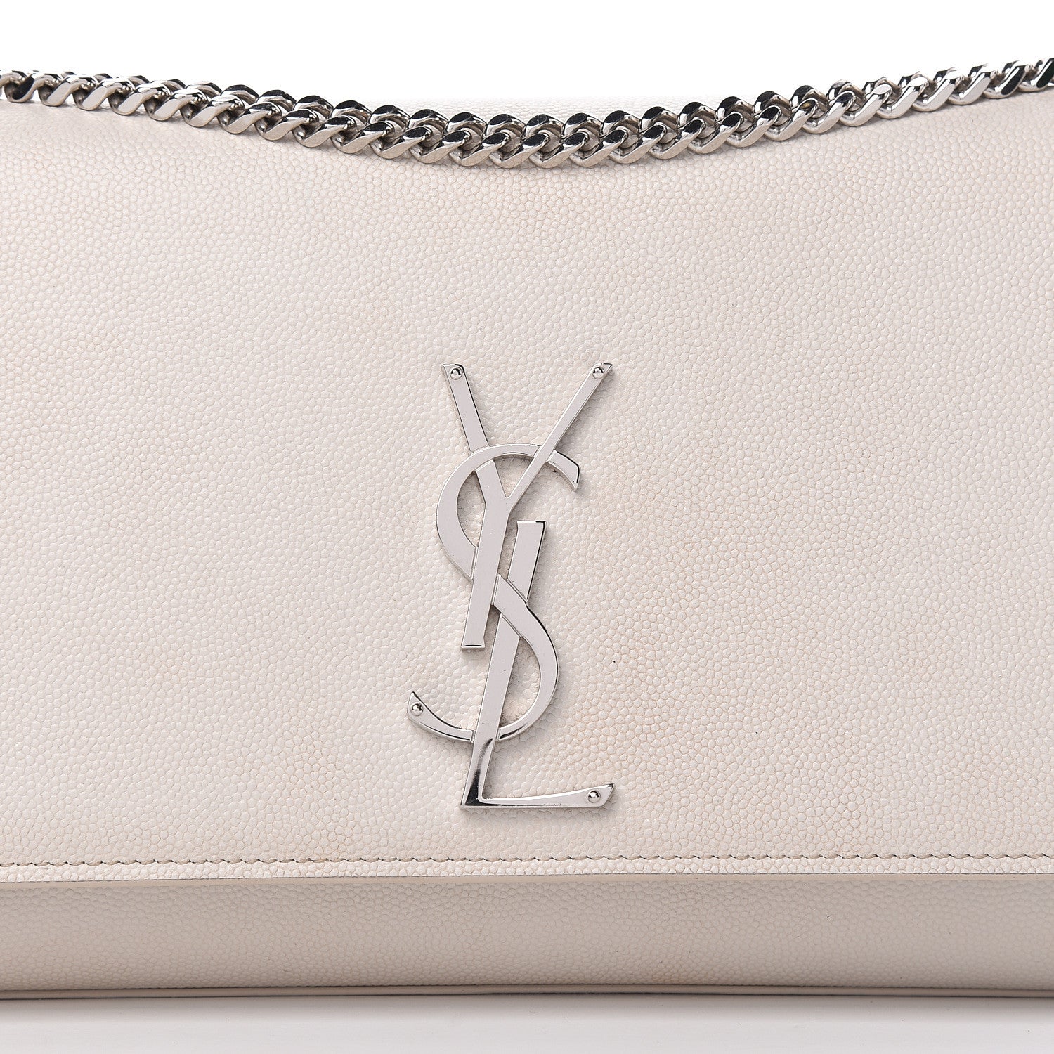 Saint Laurent Grain De Poudre Medium Classic Monogram Kate Satchel Icy White 16 of 20