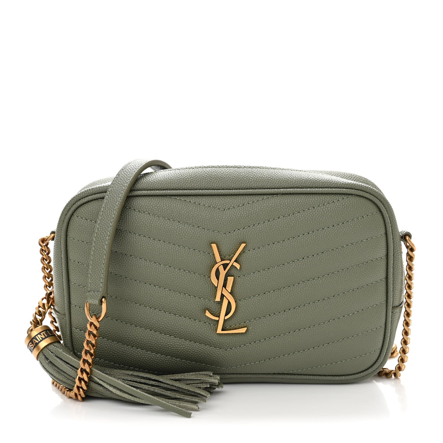 Saint Laurent Grain De Poudre Matelasse Monogram Mini Lou Camera Bag Light Sage 1 of 10