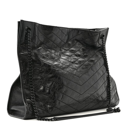 Saint Laurent Crinkled Calfskin Matelasse Monogram Large Niki Shopper Tote Black 3 of 12