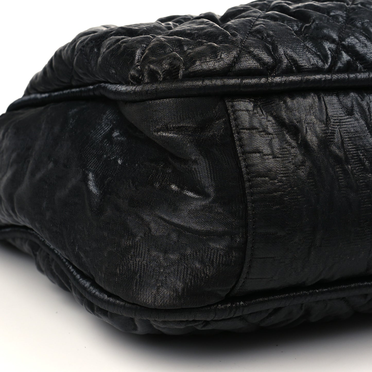 Crinkled Coated Canvas Le Marais Large Tote Black