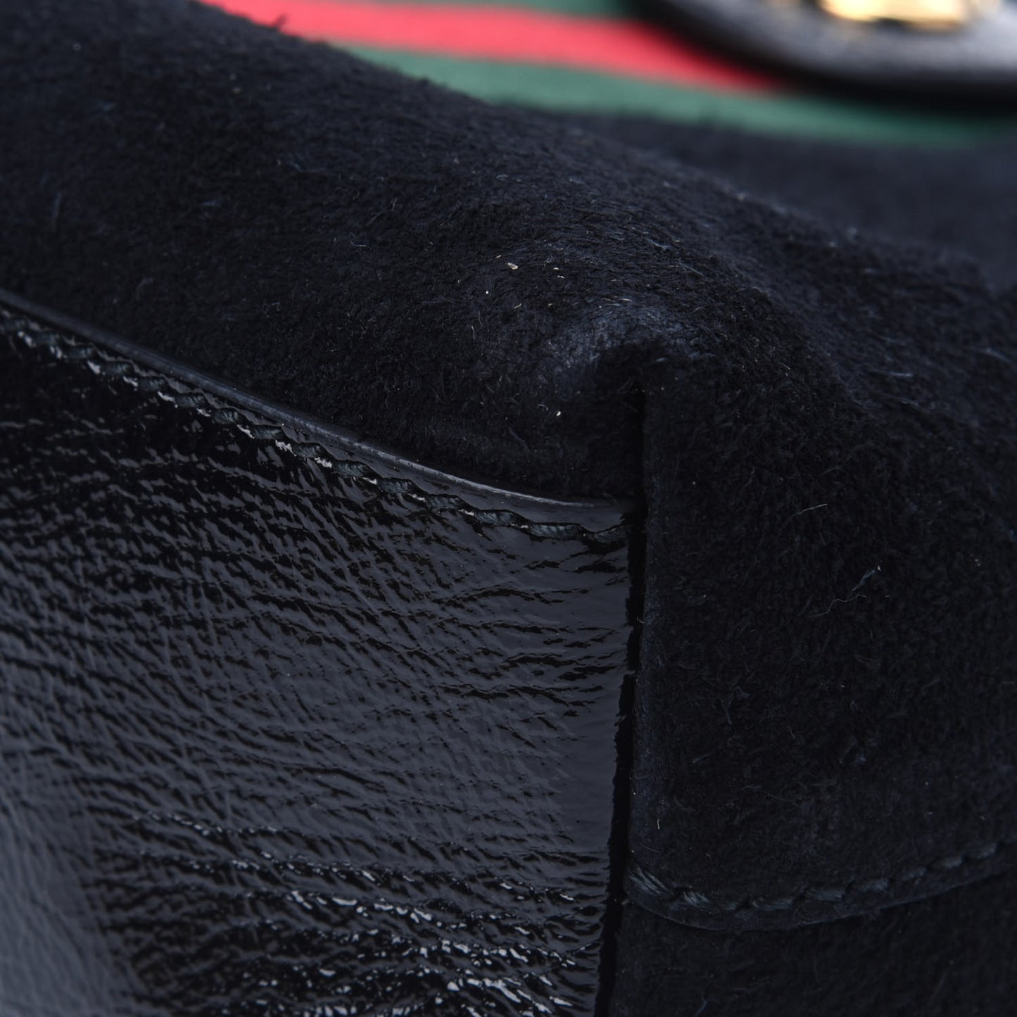 Suede Patent Web GG Small Ophidia Dome Shoulder Bag Black