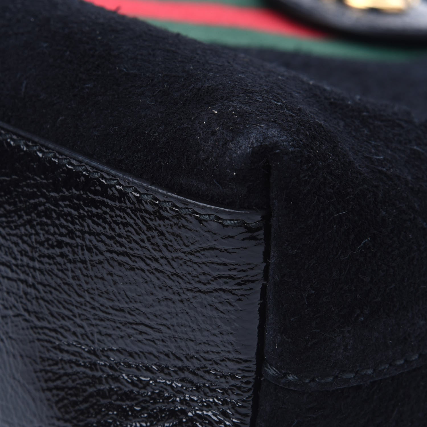 Gucci Suede Patent Web GG Small Ophidia Dome Shoulder Bag Black 9 of 15