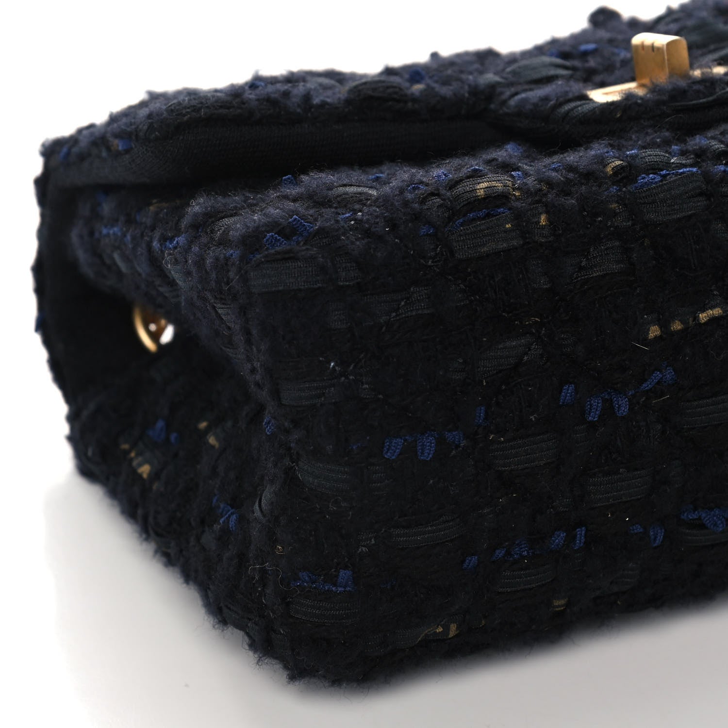 Chanel Tweed Quilted Mini 2.55 Reissue Flap Black Gold Navy 9 of 13