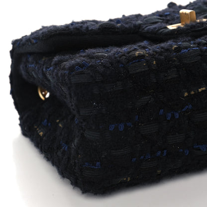 Chanel Tweed Quilted Mini 2.55 Reissue Flap Black Gold Navy 9 of 13