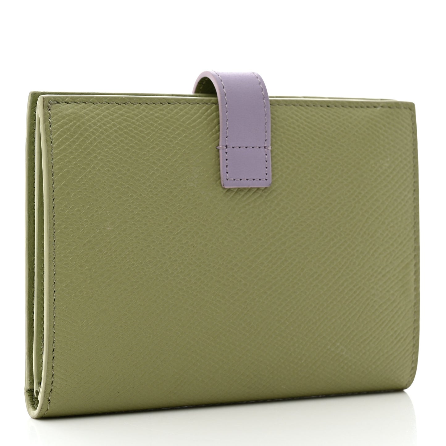 Grained Calfskin Medium Multifunction Strap Wallet Sage Lilas