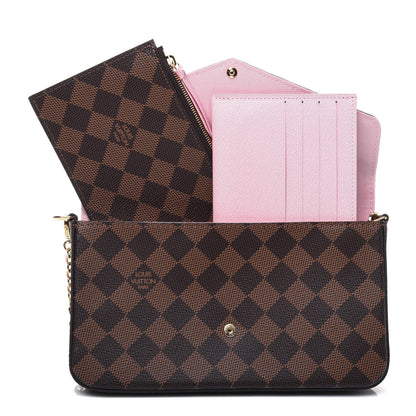 Louis Vuitton Damier Ebene Studded Pochette Felicie Chain Wallet 5 of 11