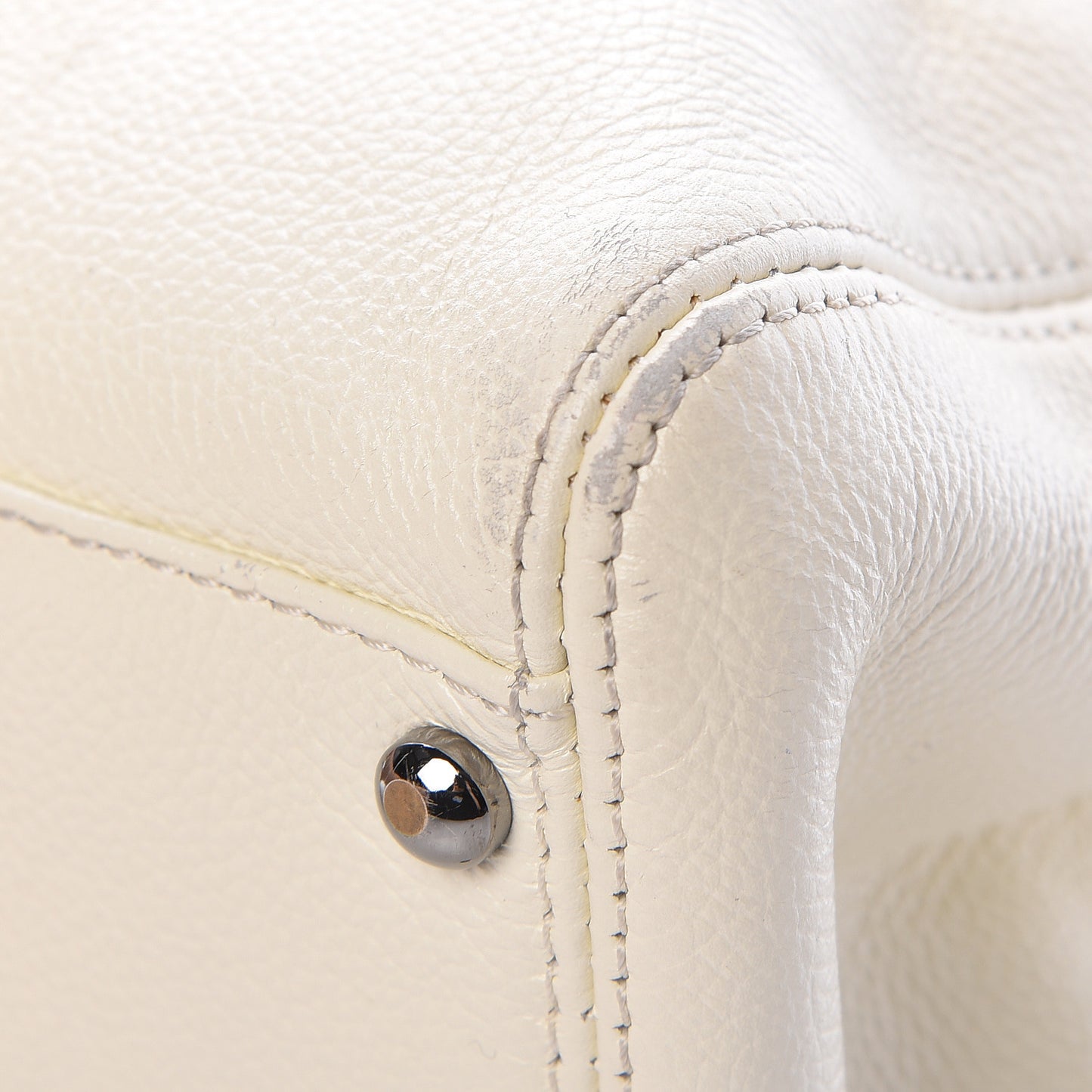 Calfskin Mademoiselle Lock Cerf Shopper Tote White
