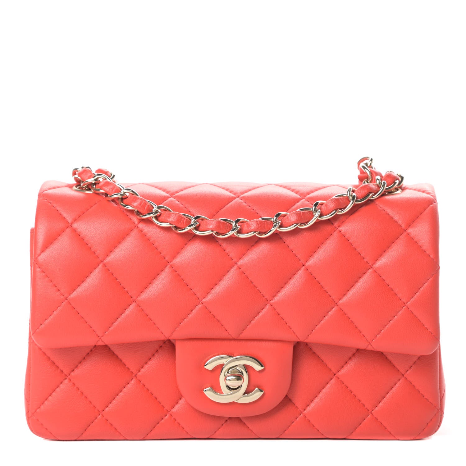 Chanel Lambskin Quilted Mini Rectangular Flap Red 1 of 17