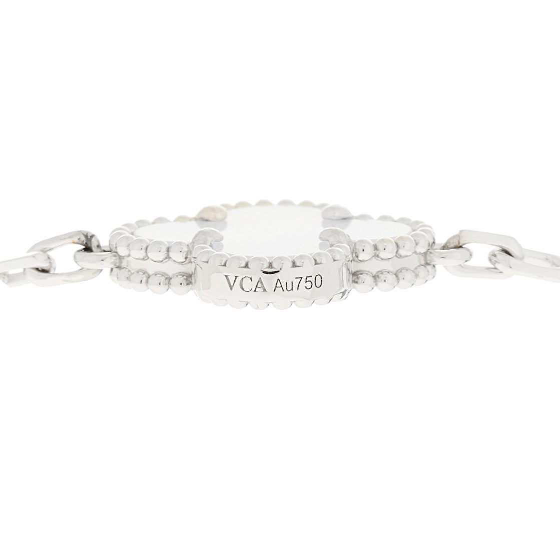 18K White Gold Chalcedony 10 Motifs Vintage Alhambra Necklace