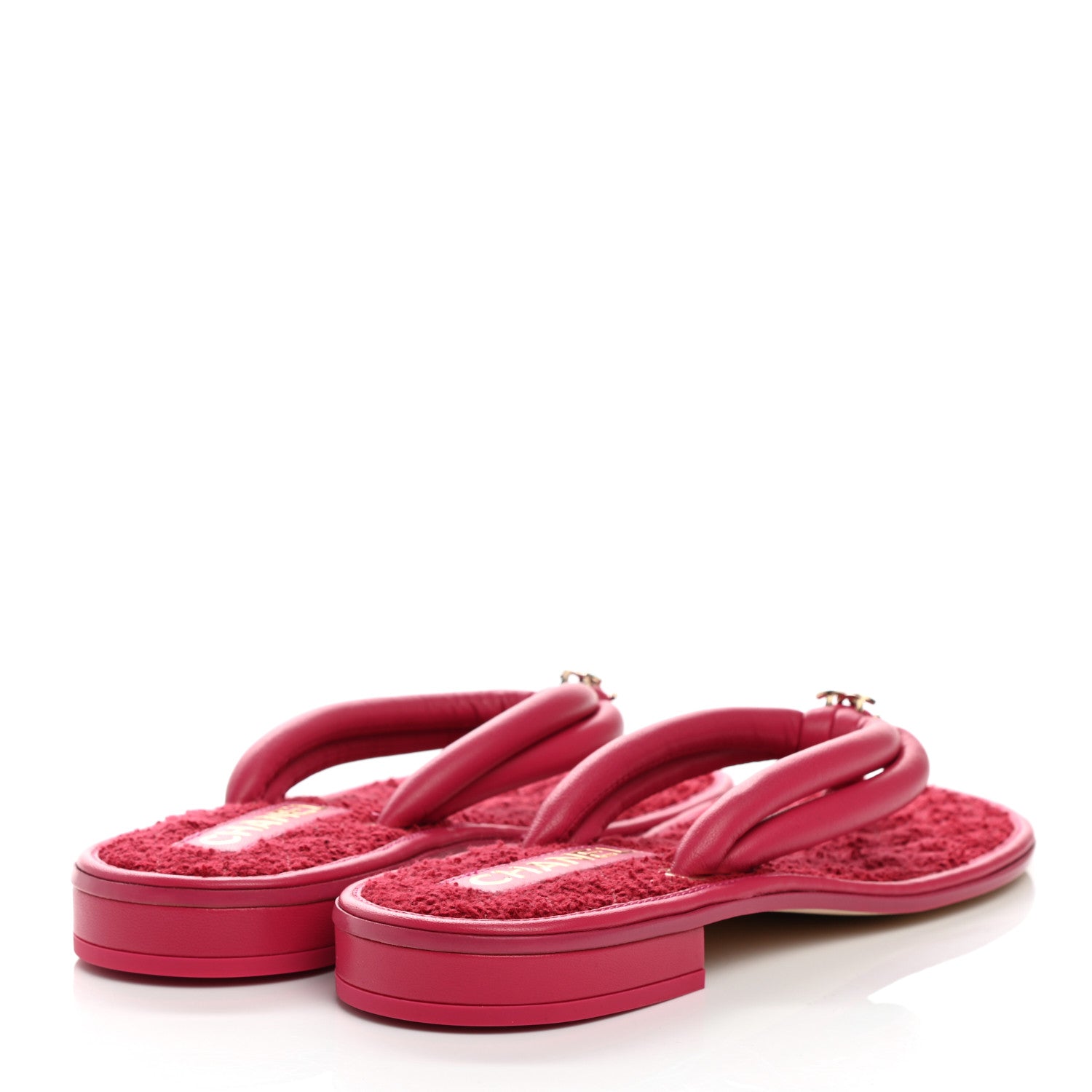 Chanel Lambskin Terry Cloth CC Thong Sandals 40 Pink 4 of 7
