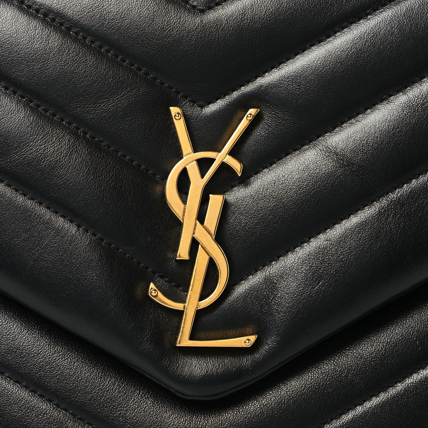 Calfskin Y Quilted Monogram Medium Loulou Chain Satchel Black
