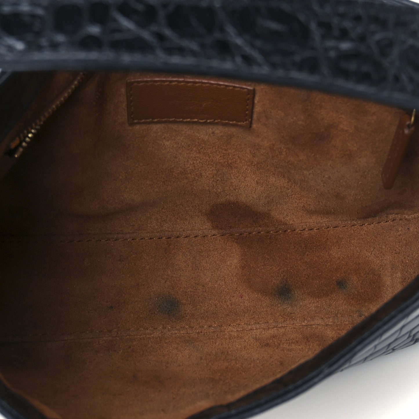 Calfskin Crocodile Embossed LE 5 A 7 Hobo Black