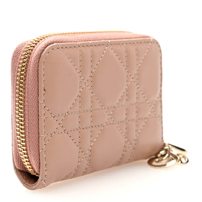 Christian Dior Lambskin Cannage Small Lady Dior Voyageur Coin Purse Rose Des Vents 3 of 6