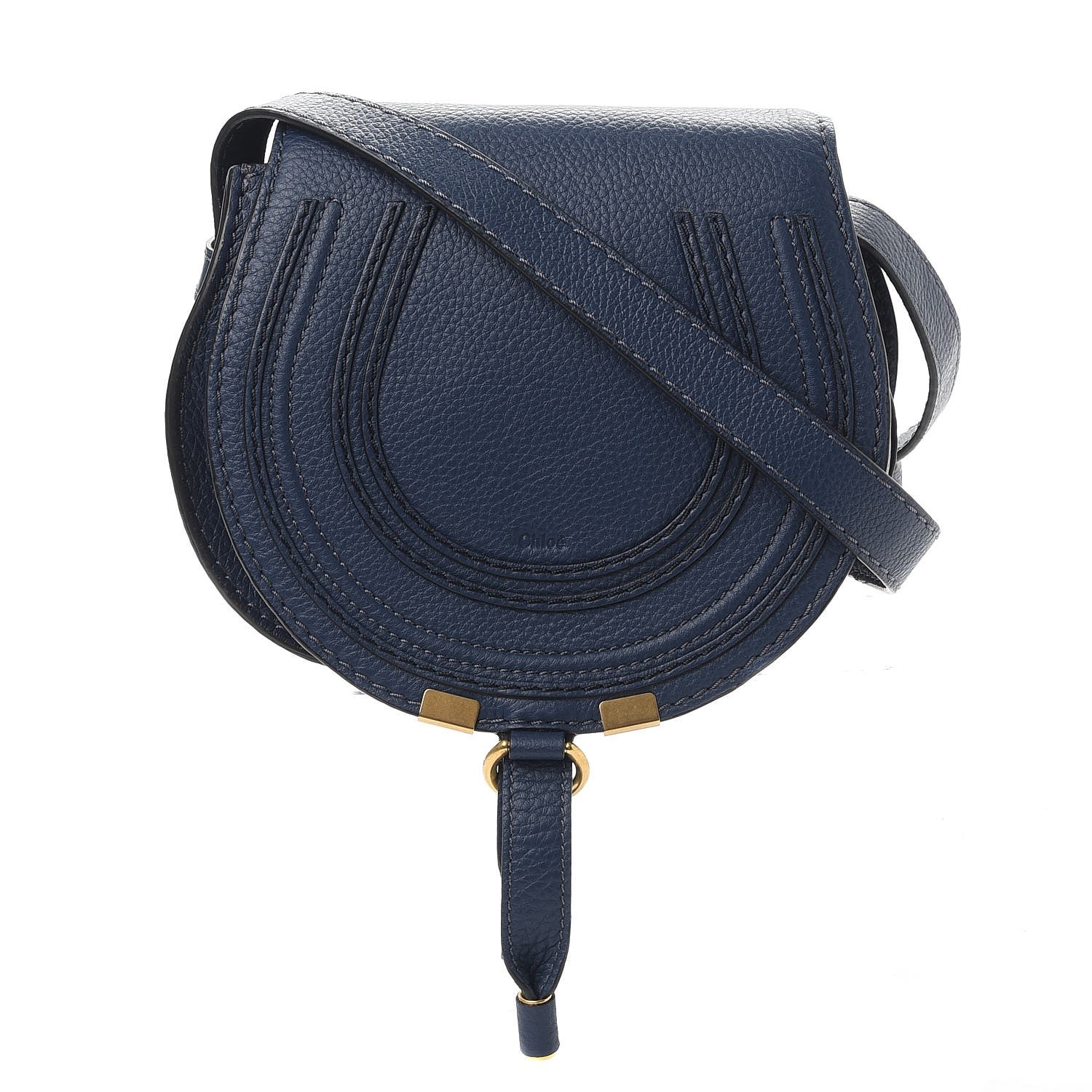 Chloe Calfskin Mini Marcie Round Crossbody Bag Royal Navy 1 of 9