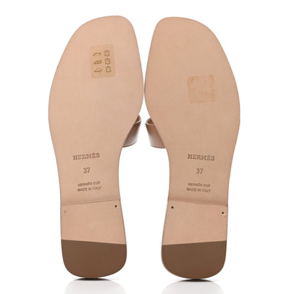 Hermes Box Calfskin Oran Sandals 37 Bois De Santal 4 of 4
